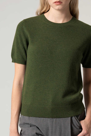 Girocollo Mezza Manica in Puro Cashmere Loden