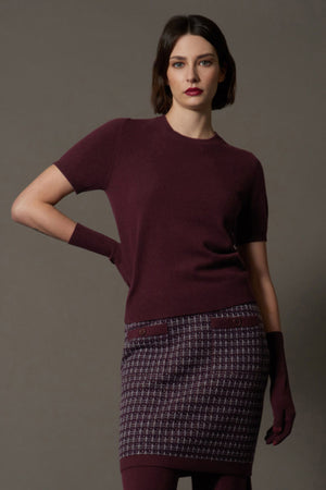 Girocollo Mezza Manica in Puro Cashmere Acero