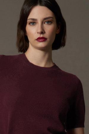 Girocollo Mezza Manica in Puro Cashmere Acero