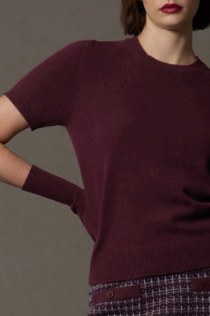 Girocollo Mezza Manica in Puro Cashmere Acero