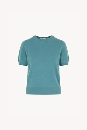 Girocollo Mezza Manica in Puro Cashmere Turchese