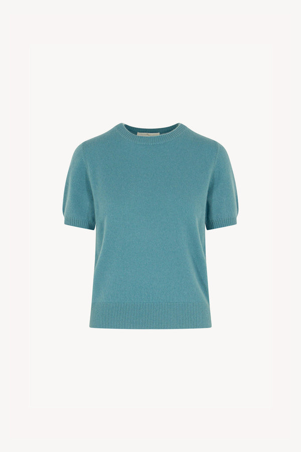 Girocollo Mezza Manica in Puro Cashmere Turchese