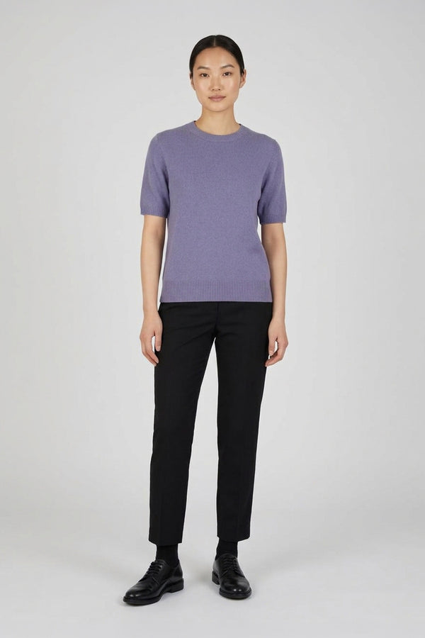 Girocollo Mezza Manica in Puro Cashmere Malva