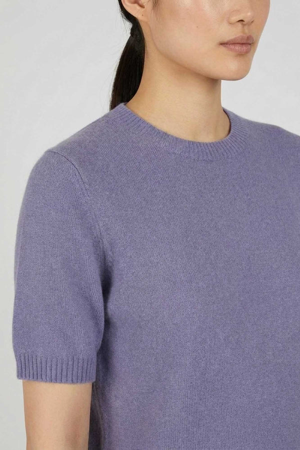 Girocollo Mezza Manica in Puro Cashmere Malva