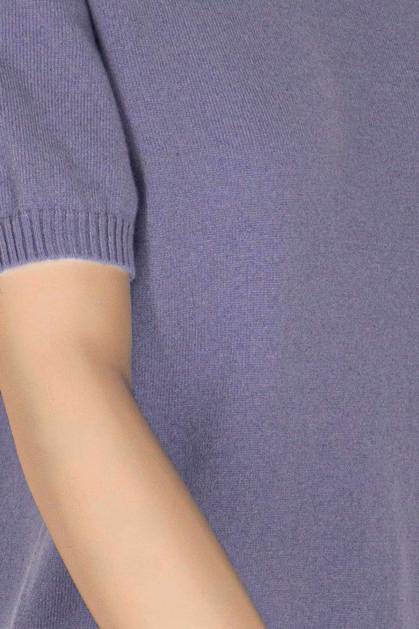 Girocollo Mezza Manica in Puro Cashmere Malva