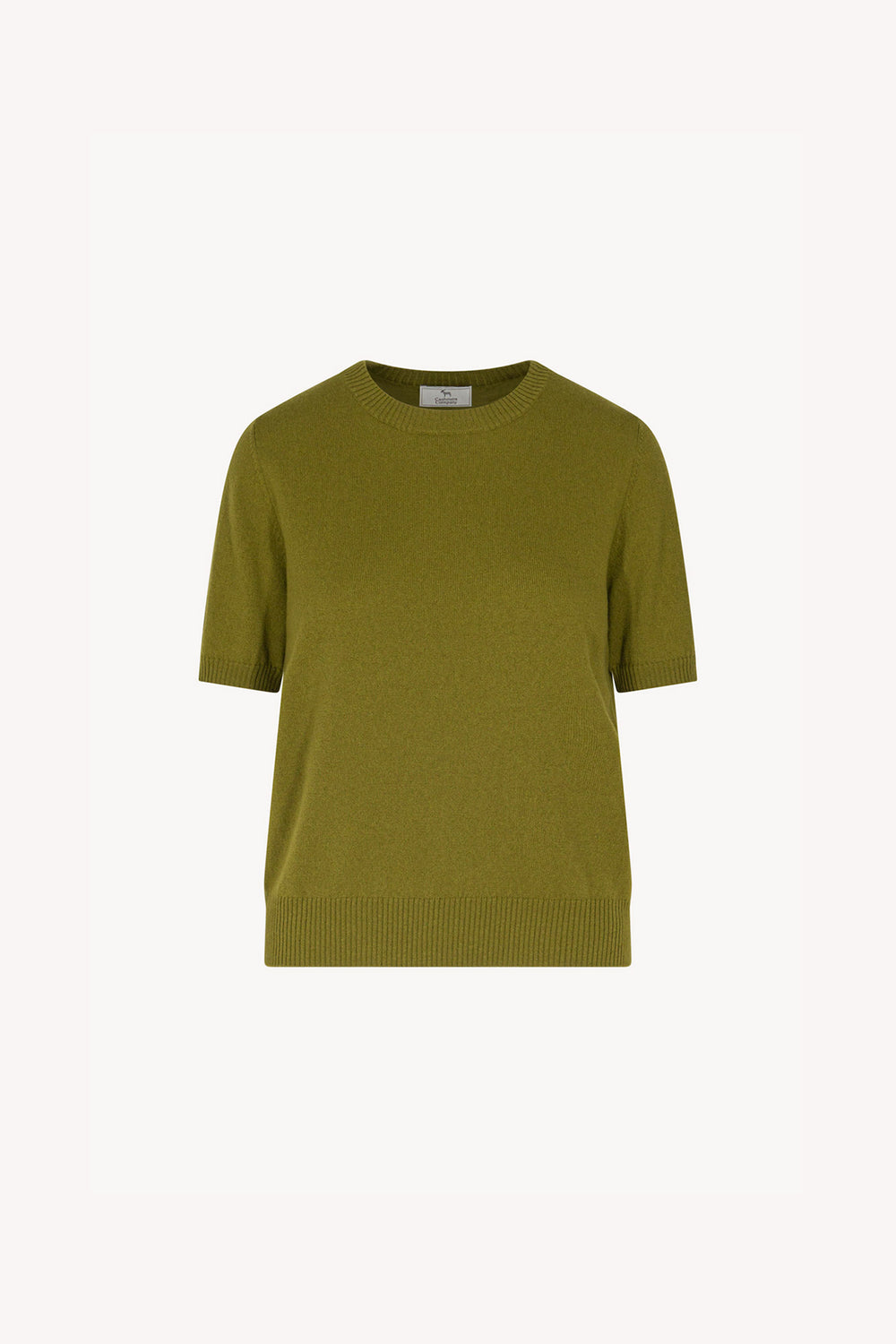 Girocollo Mezza Manica in Puro Cashmere Oliva