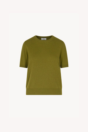 Girocollo Mezza Manica in Puro Cashmere Oliva