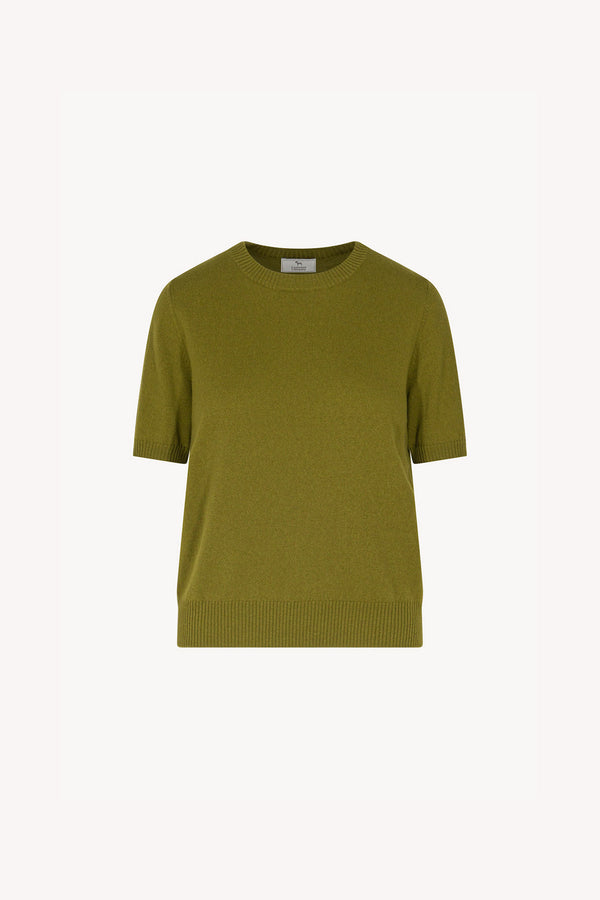 Girocollo Mezza Manica in Puro Cashmere Oliva