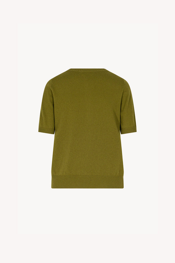 Girocollo Mezza Manica in Puro Cashmere Oliva