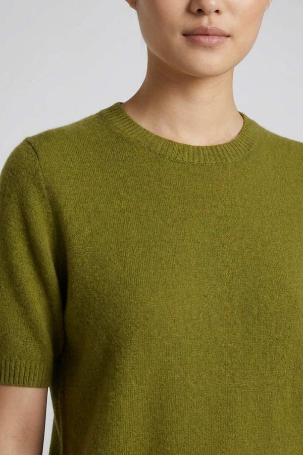 Girocollo Mezza Manica in Puro Cashmere Oliva