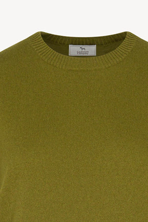 Girocollo Mezza Manica in Puro Cashmere Oliva