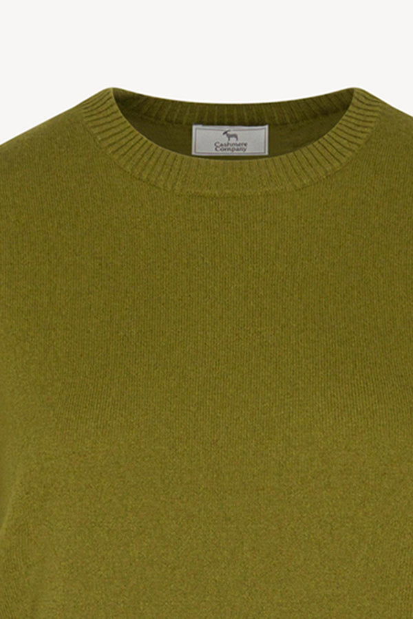 Girocollo Mezza Manica in Puro Cashmere Oliva