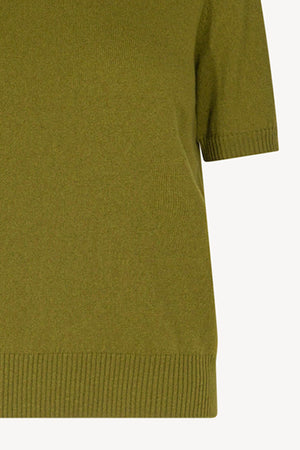 Girocollo Mezza Manica in Puro Cashmere Oliva
