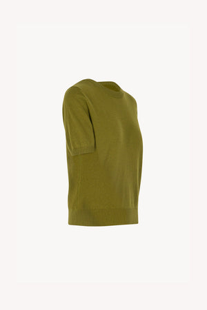 Girocollo Mezza Manica in Puro Cashmere Oliva