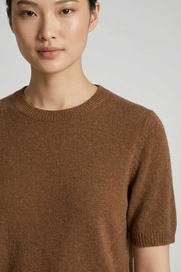 Girocollo Mezza Manica in Puro Cashmere Terracotta
