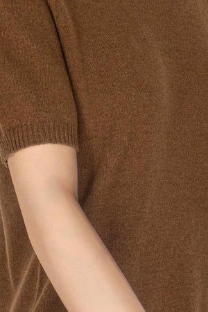 Girocollo Mezza Manica in Puro Cashmere Terracotta