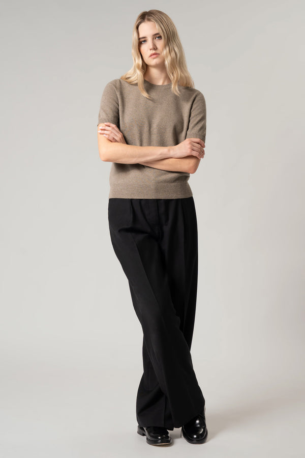 Girocollo Mezza Manica in Puro Cashmere Derby