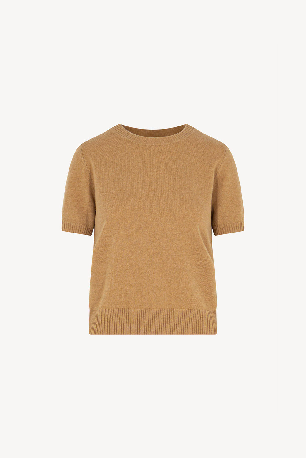 Girocollo Mezza Manica in Puro Cashmere Cammello