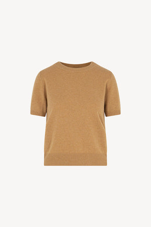 Girocollo Mezza Manica in Puro Cashmere Cammello