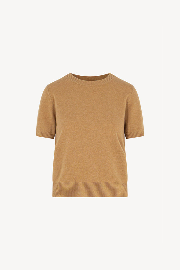 Girocollo Mezza Manica in Puro Cashmere Cammello