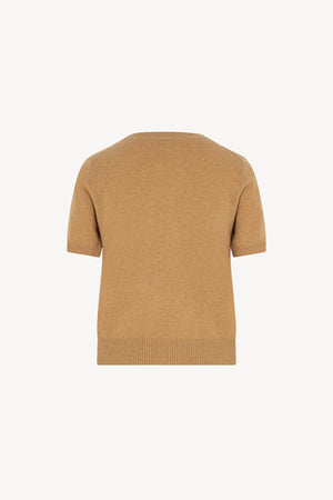 Girocollo Mezza Manica in Puro Cashmere Cammello