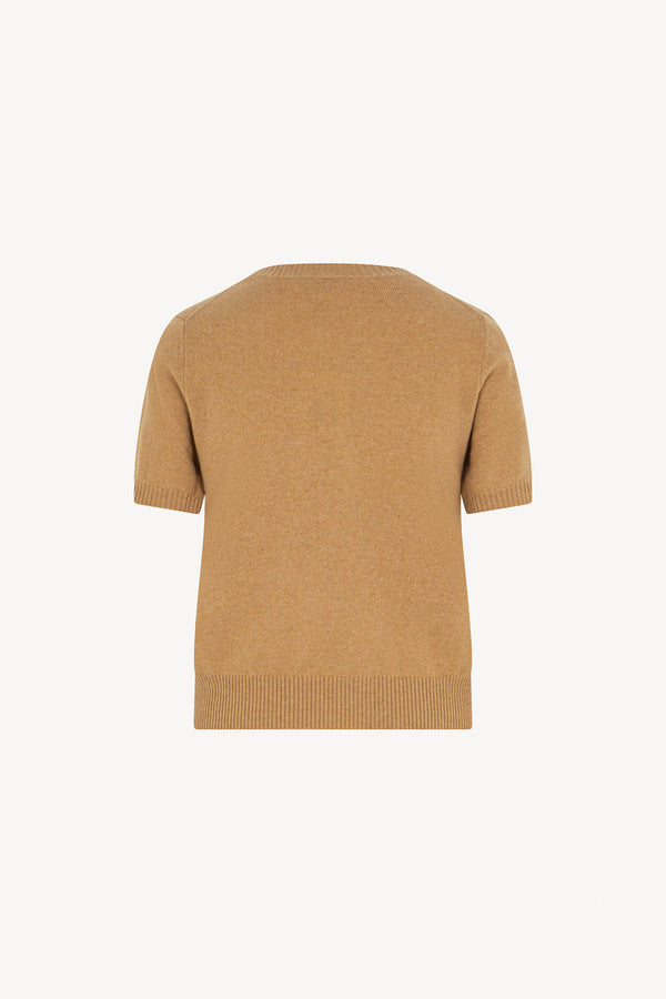 Girocollo Mezza Manica in Puro Cashmere Cammello