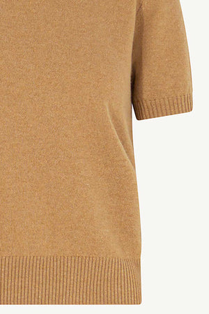 Girocollo Mezza Manica in Puro Cashmere Cammello