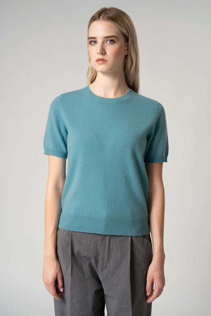 Girocollo Mezza Manica in Puro Cashmere Cammello