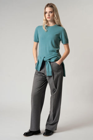 Girocollo Mezza Manica in Puro Cashmere Cammello