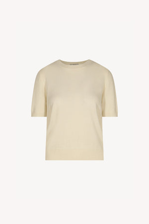 Ivory Pure Cashmere Crew Neck Short-sleeve Sweater