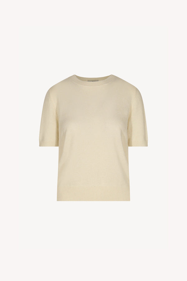 Ivory Pure Cashmere Crew Neck Short-sleeve Sweater