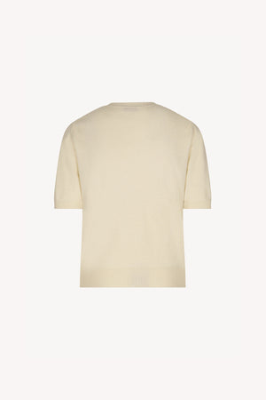 Ivory Pure Cashmere Crew Neck Short-sleeve Sweater