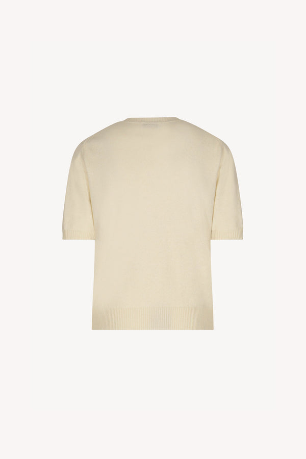 Ivory Pure Cashmere Crew Neck Short-sleeve Sweater