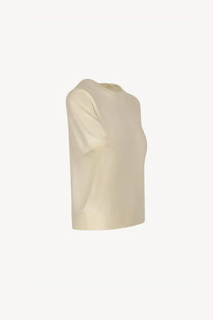 Ivory Pure Cashmere Crew Neck Short-sleeve Sweater