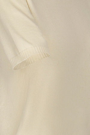 Ivory Pure Cashmere Crew Neck Short-sleeve Sweater