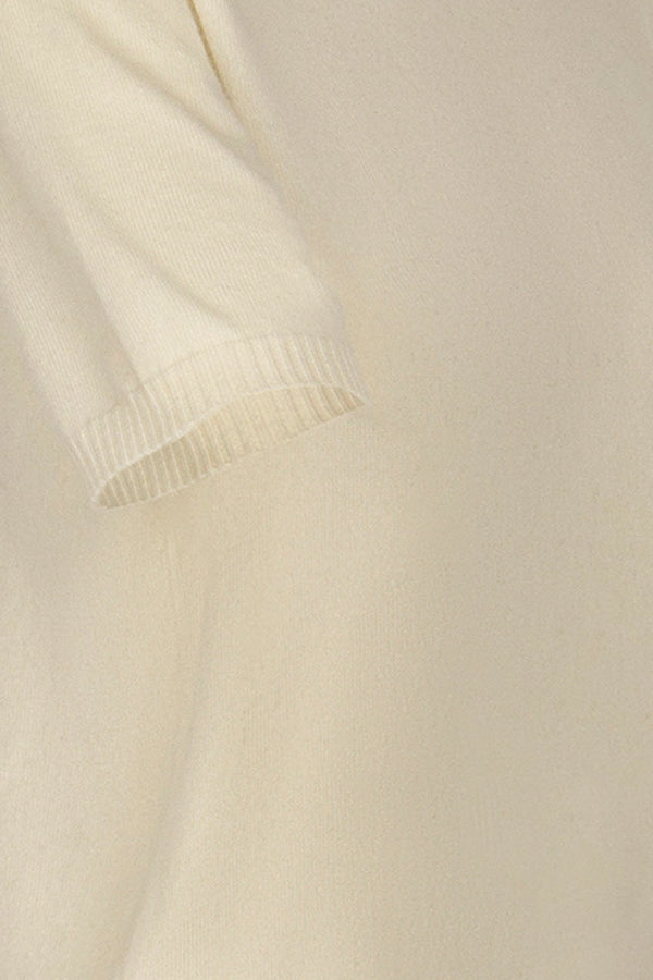 Ivory Pure Cashmere Crew Neck Short-sleeve Sweater
