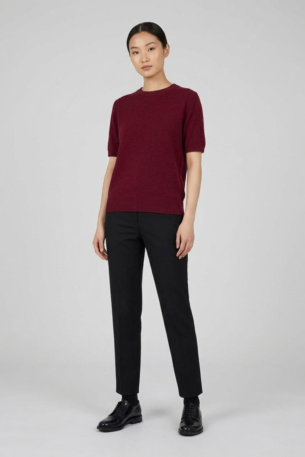 Girocollo Mezza Manica in Puro Cashmere Melograno