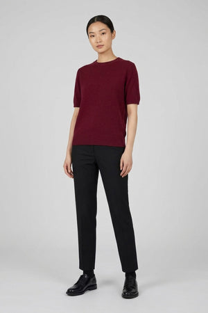 Girocollo Mezza Manica in Puro Cashmere Melograno