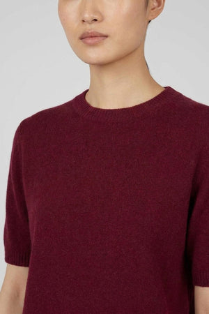 Girocollo Mezza Manica in Puro Cashmere Melograno