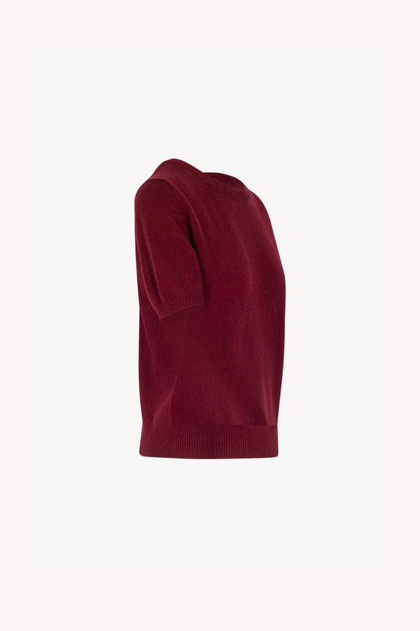 Girocollo Mezza Manica in Puro Cashmere Melograno