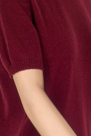 Girocollo Mezza Manica in Puro Cashmere Melograno