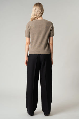 Girocollo Mezza Manica in Puro Cashmere Dune