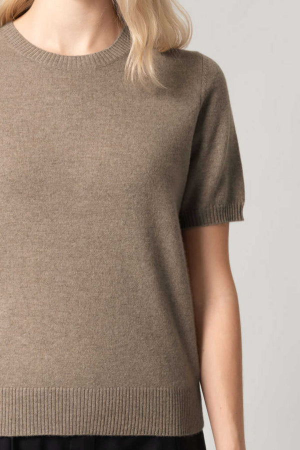 Girocollo Mezza Manica in Puro Cashmere Dune