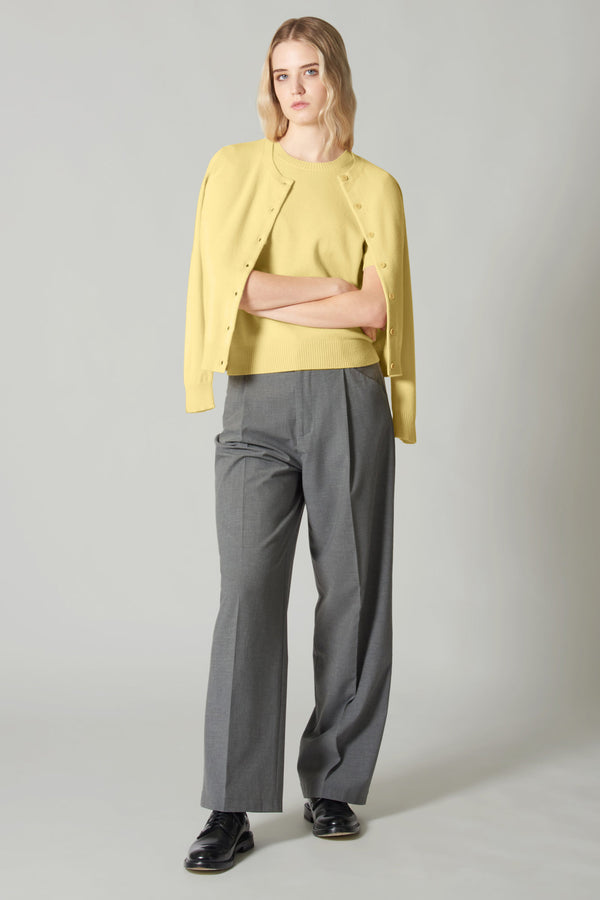 Girocollo Mezza Manica in Puro Cashmere Vanilla