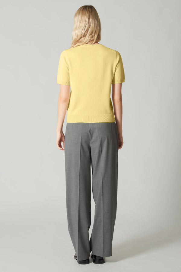 Girocollo Mezza Manica in Puro Cashmere Vanilla