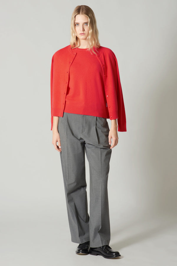 Girocollo Mezza Manica in Puro Cashmere Bitter