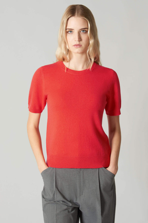 Girocollo Mezza Manica in Puro Cashmere Bitter