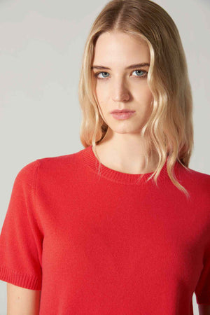 Girocollo Mezza Manica in Puro Cashmere Bitter