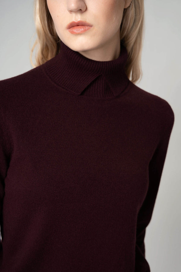 Dolcevita con Spacchetto in Puro Cashmere Acero