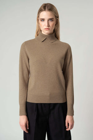 Dolcevita con Spacchetto in Puro Cashmere Dune